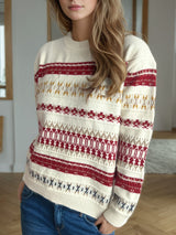 Geometric Round Neck Long Sleeve Sweater