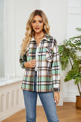 Button Down Collared Plaid Shacket