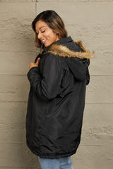 Ivy Lane Faux Fur Trim Hooded Puffer Jacket