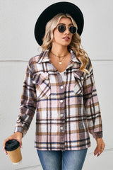 Button Down Collared Plaid Shacket