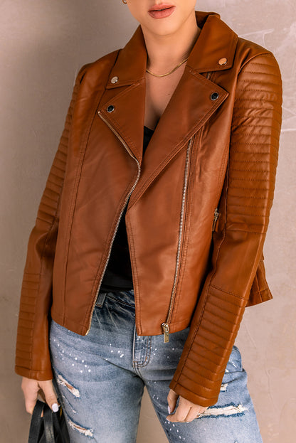 Ribbed Faux Leather Jacket