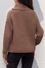 Turtleneck Dropped Shoulder  Pullover Sweater