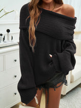 Devine Off-Shoulder Extra-Long Sleeve Sweater