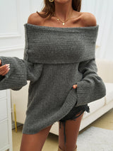 Devine Off-Shoulder Extra-Long Sleeve Sweater