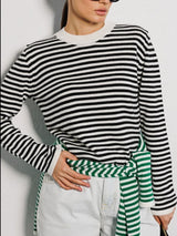 Striped Round Neck Long Sleeve Sweater