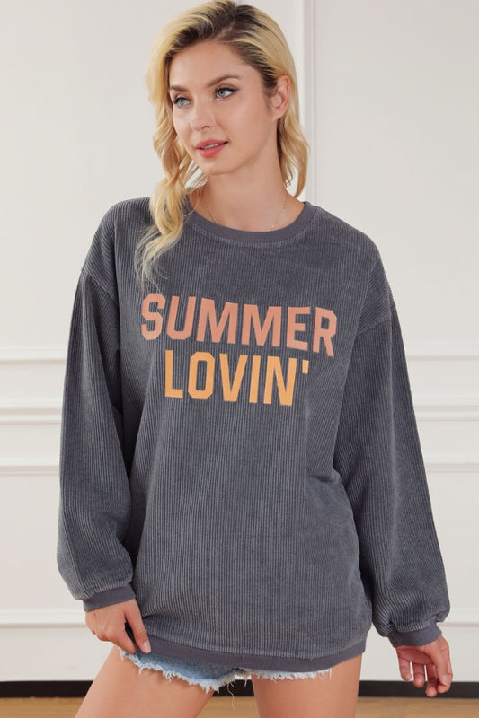 SUMMER LOVIN Graphic Textured Pullover Sweatshirt